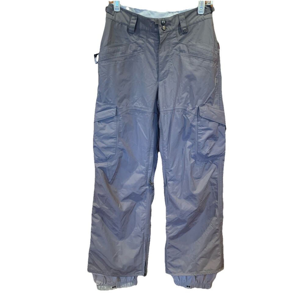 Burton Women’s Size XS $150 Snowboard Pants Ski Cargo Adjustable Gray/Khaki